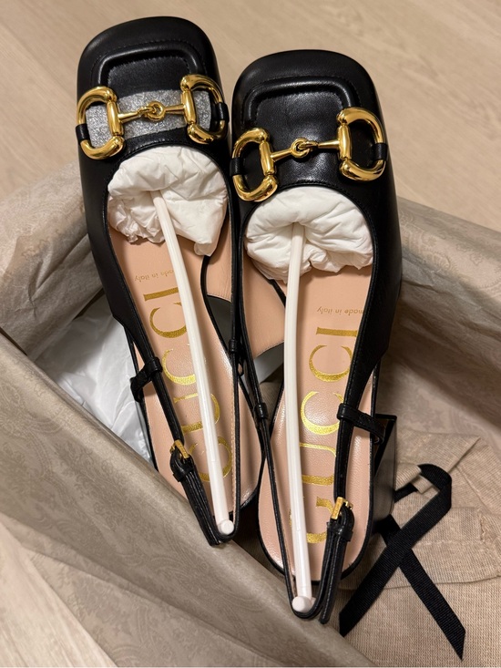 Gucci Shoes - Brand new Gucci Black Horsebit Slingback with Gold Hardware